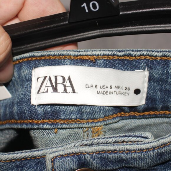 NWT Zara Stretch Denim Raw Hem Denim Pencil Maxi Skirt Size S - Picture 8 of 10